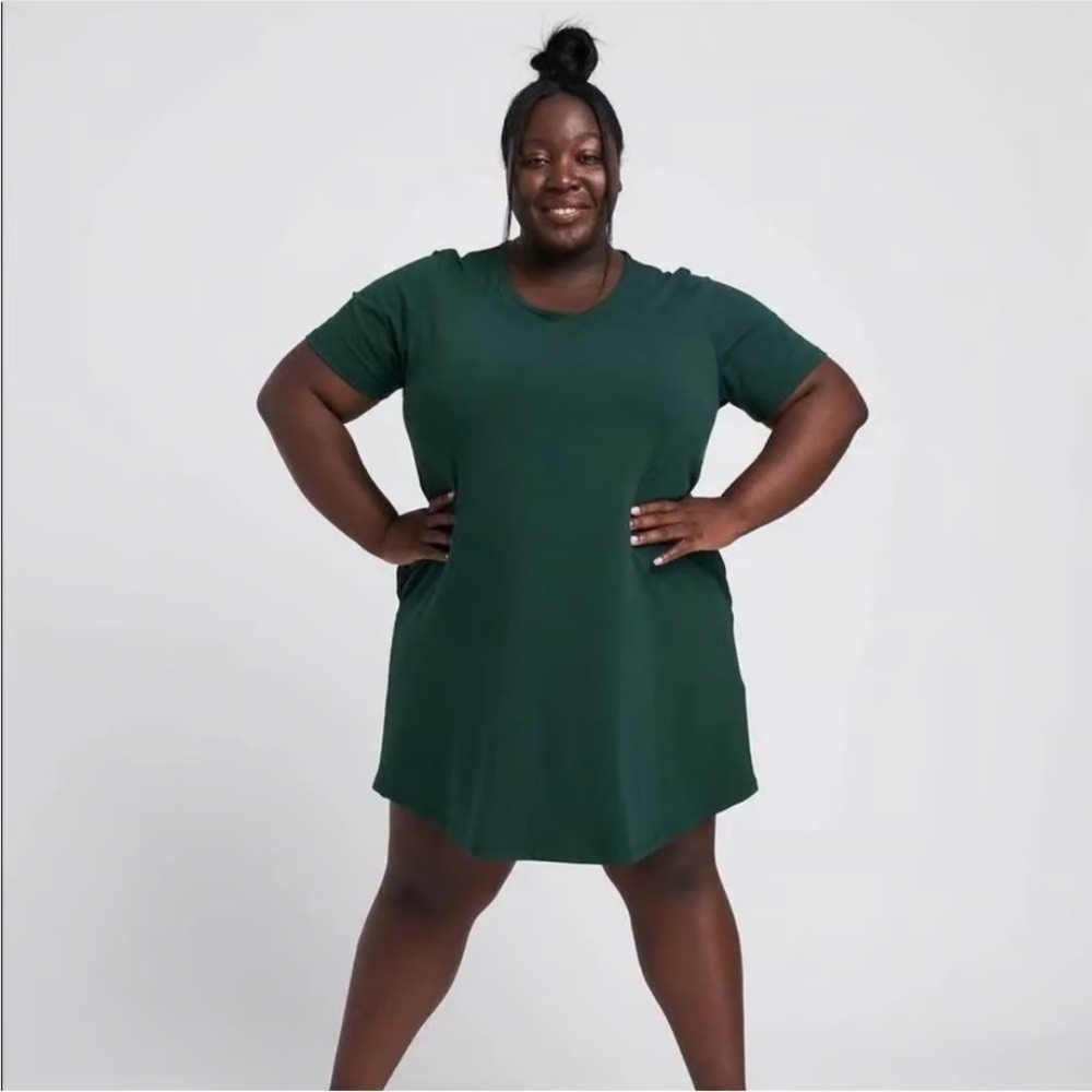 Universal Standard plus size Green Short Sleeve T-Shirt Dress Pockets Size S 1x